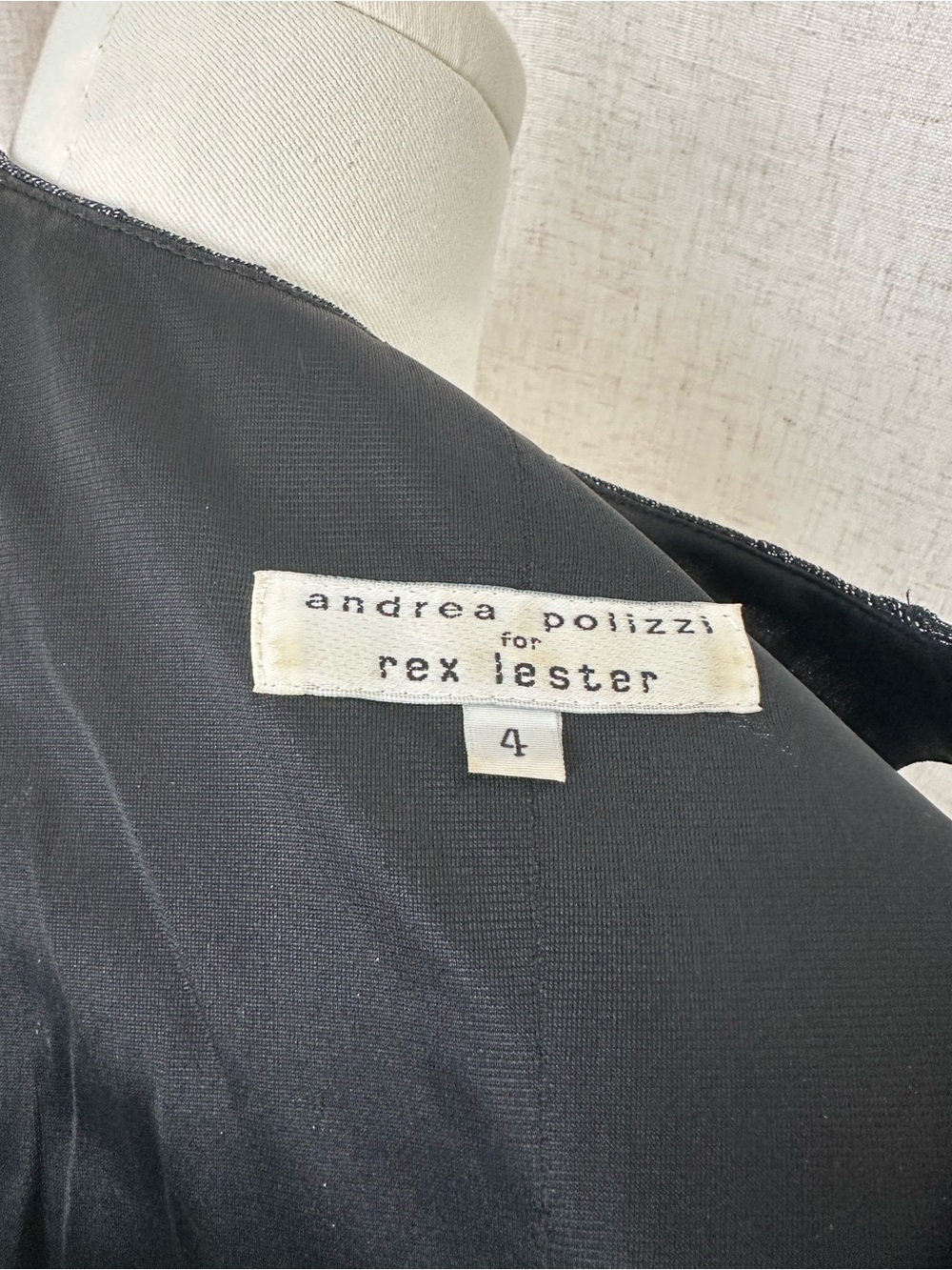 Vintage Andrea Polizzi Sleeveless Black Metallic Midi Dress - Picture 3 of 5
